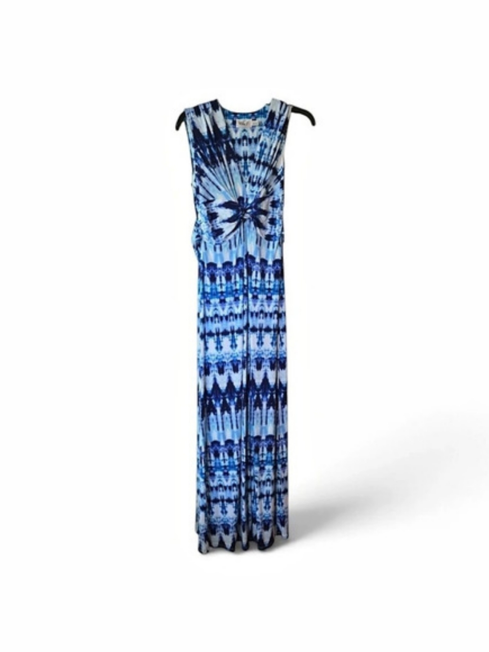 Eliza J Twist Front Tie Dye Sleeveless Knit Maxi Dress Blue & White Size 6